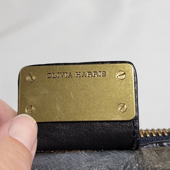 Olivia Harris purse grey green leather gold hardware shoulder bag - Picture 4 of 15